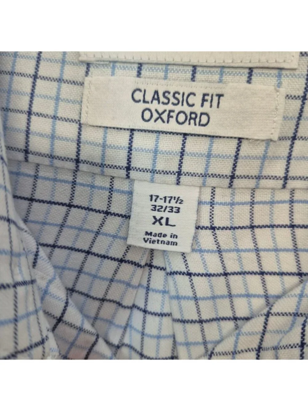 Saddlebred Men's Classic Fit Oxford Shirt 17-17.5 XL Blue Plaid Button-Down - Picture 6 of 6
